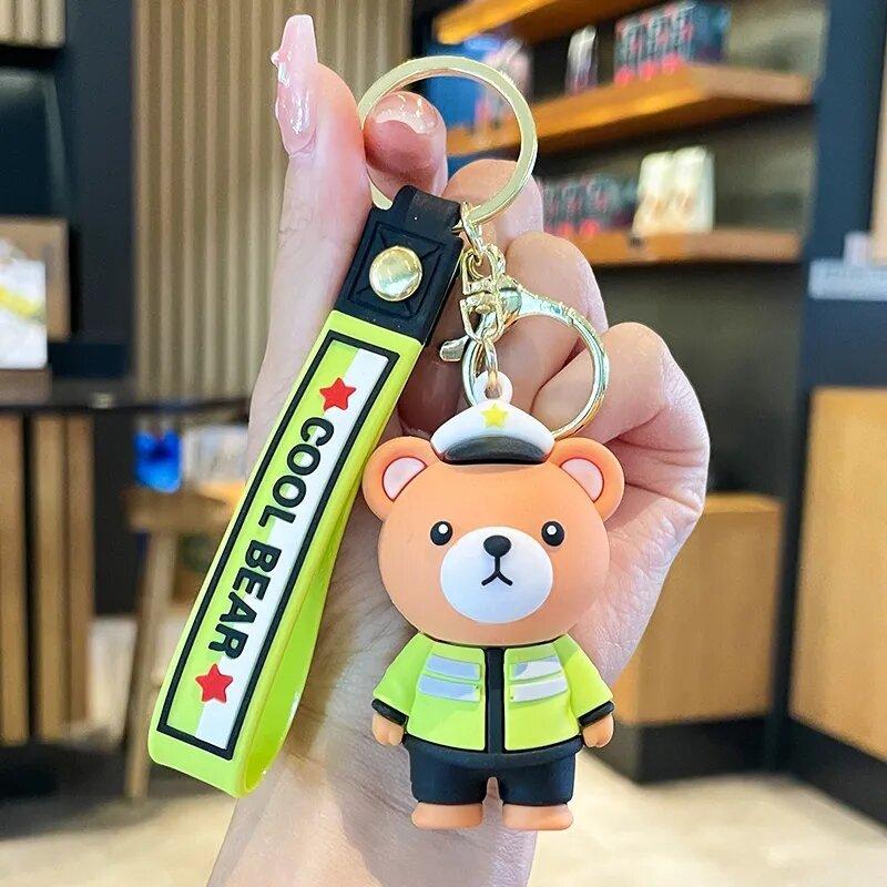 Cartoon Cute Police, Traffic Police, Firefighter Bear Keychain Doll Keychain Small Gift