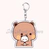 Bubu Dudu Cartoon White and Grey Couple Bears Keychains Ring for Accessories Bag Pendant Key Chain Jewelry Fans Lovers Gifts