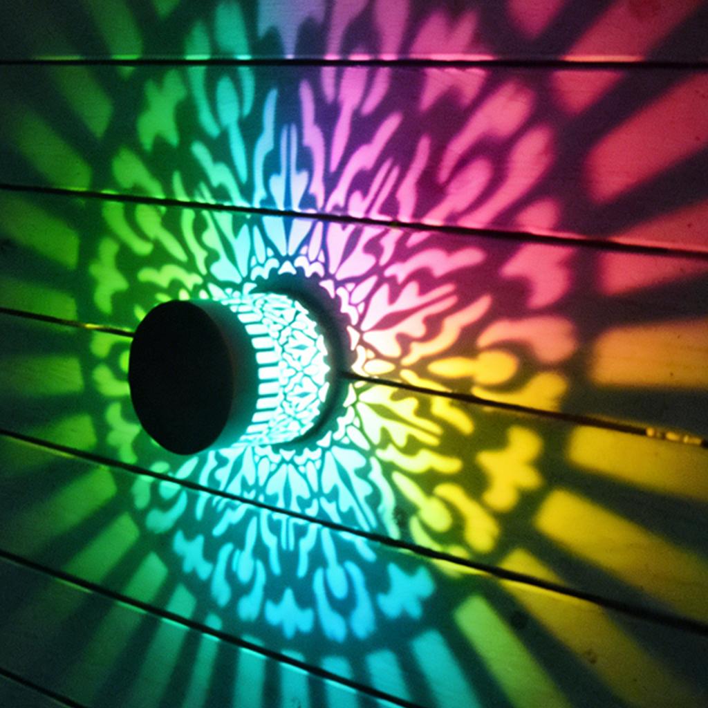 Outdoor Wall Lights Mandala Theme Waterproof Solar Wall Step Deck Lights for Garden Post Patio Backyard Decor
