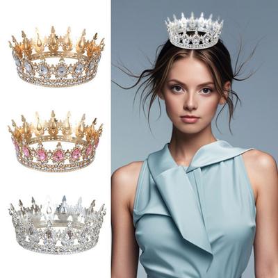 Kadın Taç Tiara Parlak Yapay Elmaslarla İşlenmiş Kraliçe Nedimeler Düğün Cadılar Bayramı Doğum Günü için Taç Aksesuarı