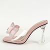 Summer Transparent Perspex High Heels Slippers Sexy Street Woman Square Toe Dress Shoes Crystal Bowknot Designer Sandals