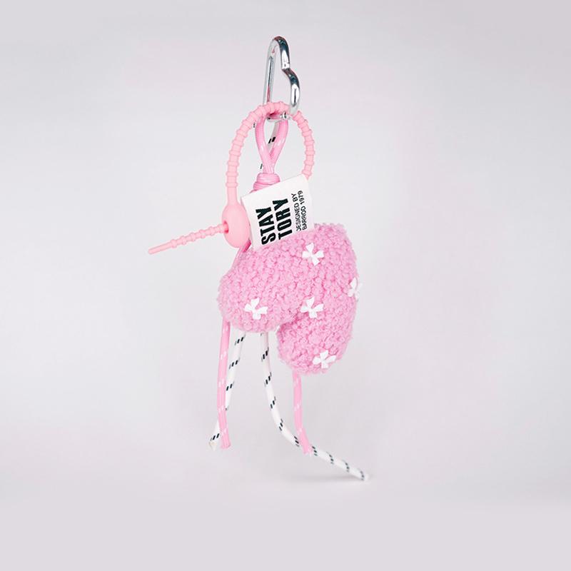 Fashion Love Heart Shaped Plush Keychain Handmade Lamb Wool Braided Rope Chain Retro Pendant Jewelry Accessory