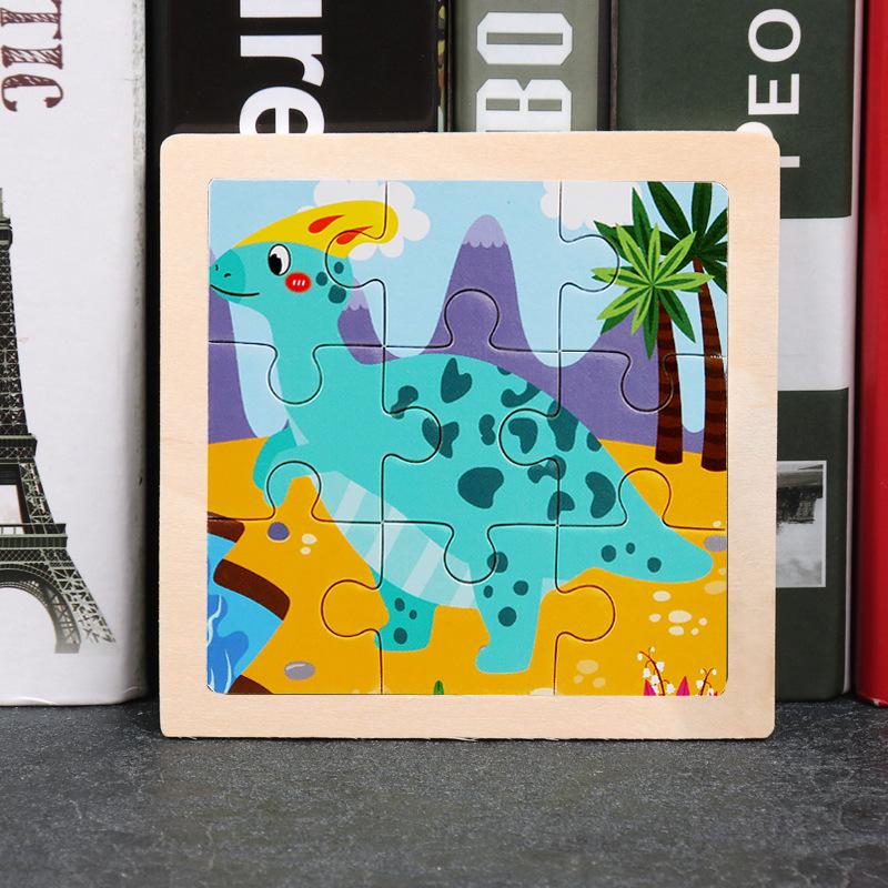 1pc 11cm/4.33in Wooden Jigsaw Puzzle Children Educational Toys Cartoon Animal Dinosaur Puzzles for Kids Montessori Games