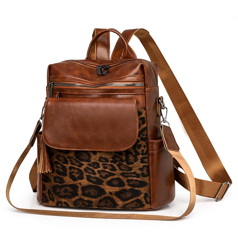 Fashion Leopard Print Women Backpack Large Capacity Schoolbag For Teenagers Girls Backpack Travel Female Shoulder Bag Bagpack