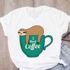 Cat Coffee Paw Strawberry Women's T-Shirts Cute Cartoon Top Female T Shirt Summer Funny Clothes O-Neck Ladies Tee Tops Shirts