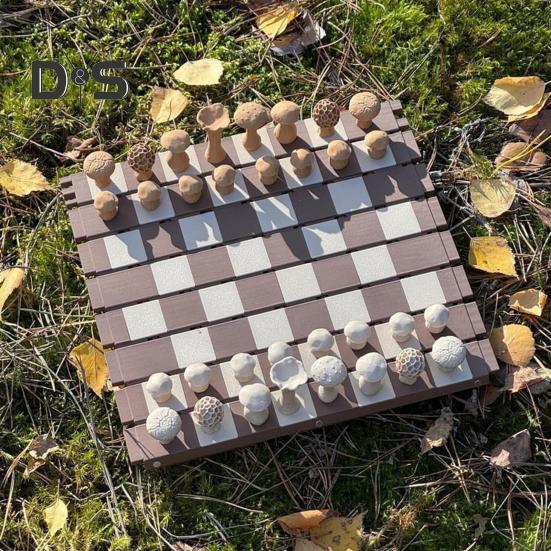 1 Set magnetisches Waldpilz-Schachspiel mit aufrollbarem Schachbrett, tragbares Reise-Schachbrettspiel für Kinder und Erwachsene