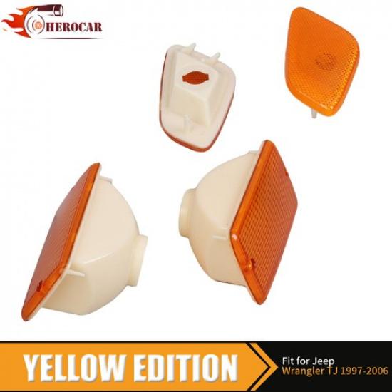 Orange Front Bumper Sides Lamp & Turn Signal Lights For Jeep Wrangler TJ 1997-06