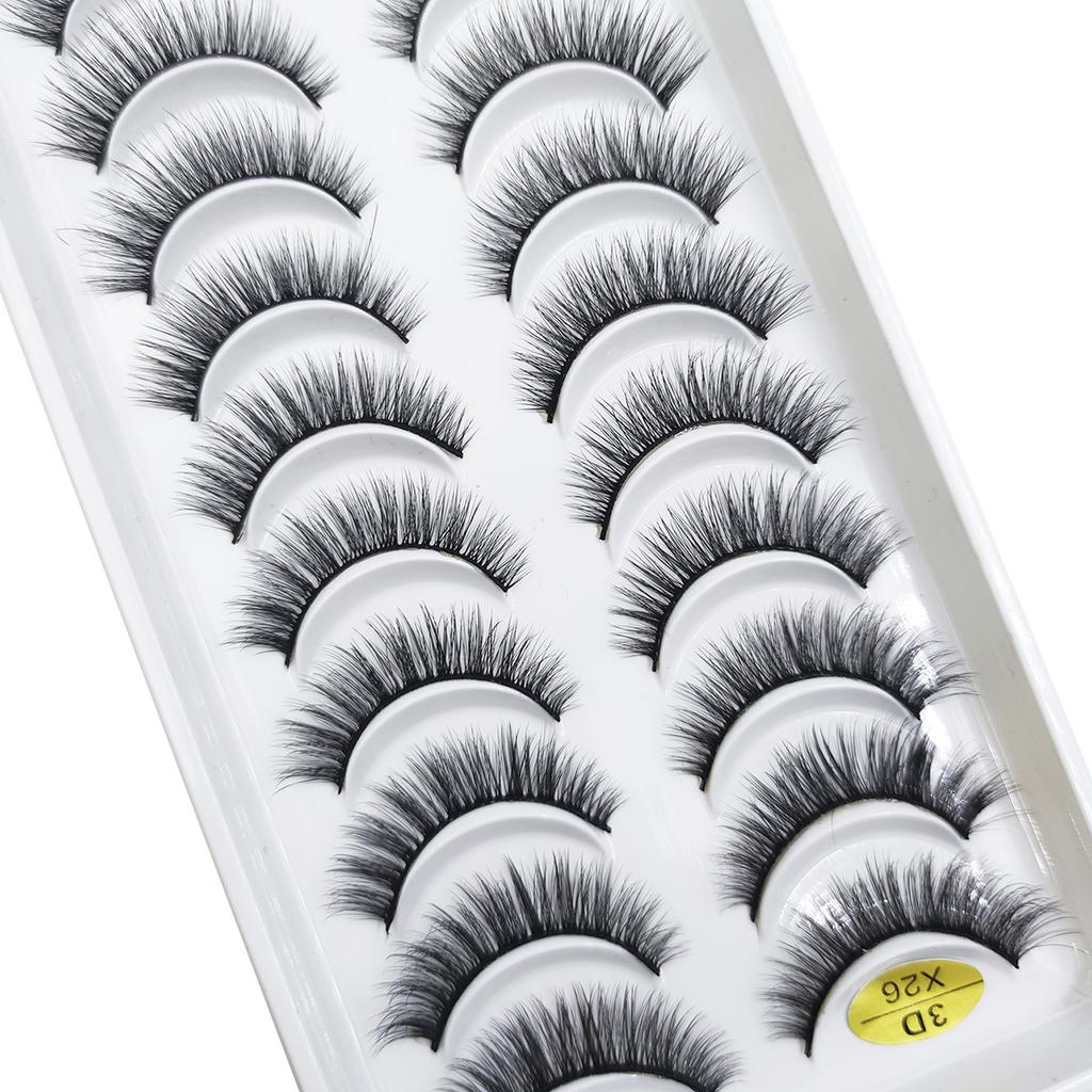 10 Pairs Natural 3d Mink Lashes Soft False Eyelashes Cross Messy Dense Eye Lashes Extension Makeup Faux Cils Cat Mini