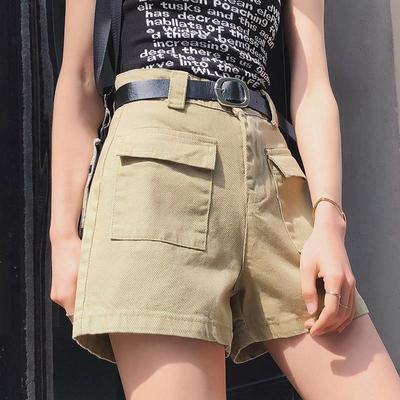 Gewebt Klassisch und Minimalistisch Mode Vielseitig Damen Sommer Draußen Tragen Locker Bf Wind Hohe Taille Dünn A-Linie Lässig Arbeit Denim Shorts Individualität