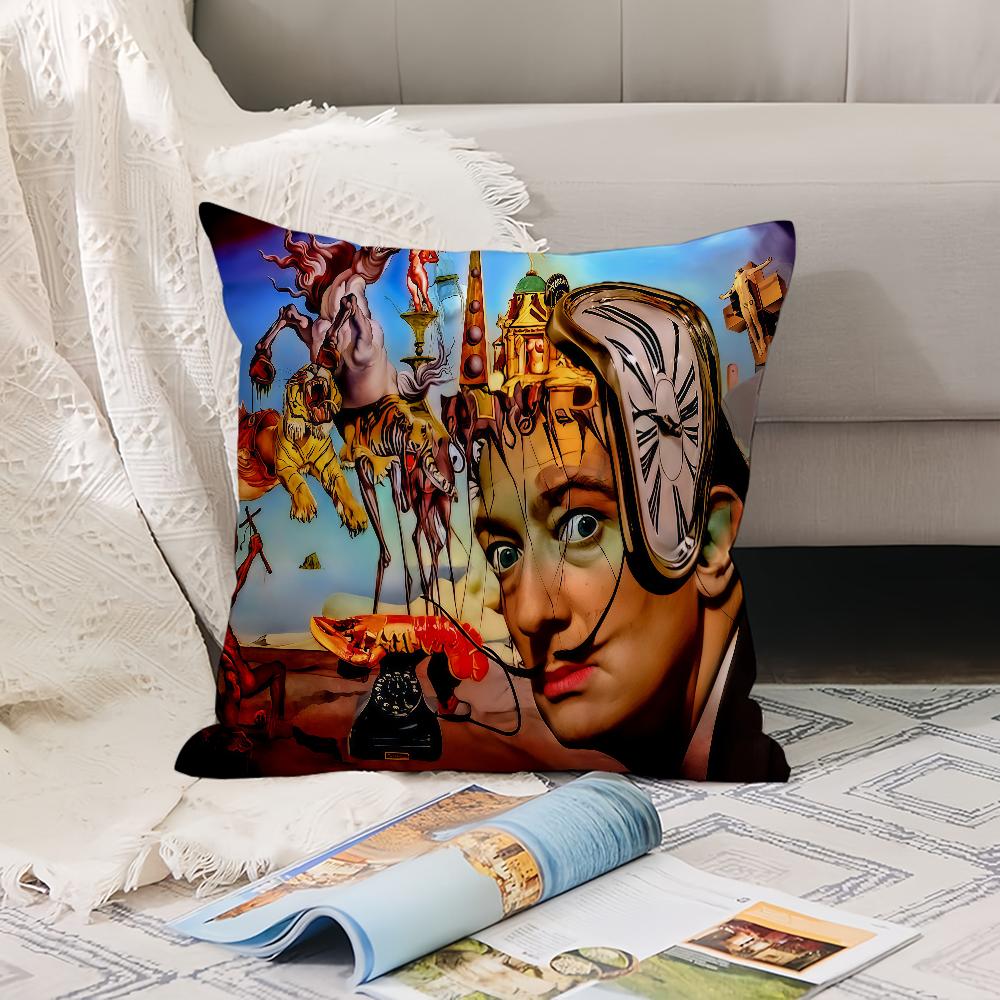 Print Artist S-Salvador Dali Pillow Case Office Cushions Suitable For Sofa Car Bedroom Decorative Cushion Cover
