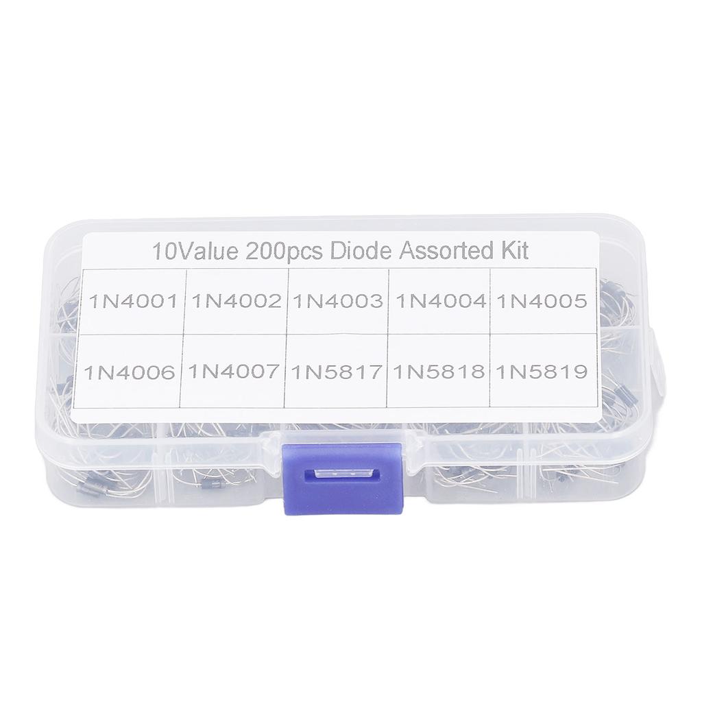 200Pcs Rectifier Diode 1N4001 to 1N4007 to 1N5819 Diode Assorted Kit Set for Product Development Mai