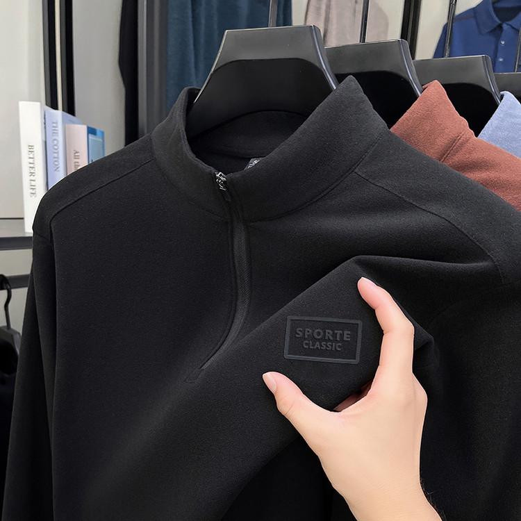 

Men s Stand Collar Double-Sided Solid Color Half-Zip Casual Warm Long Sleeve Hoodie XXXL темно-синього кольору