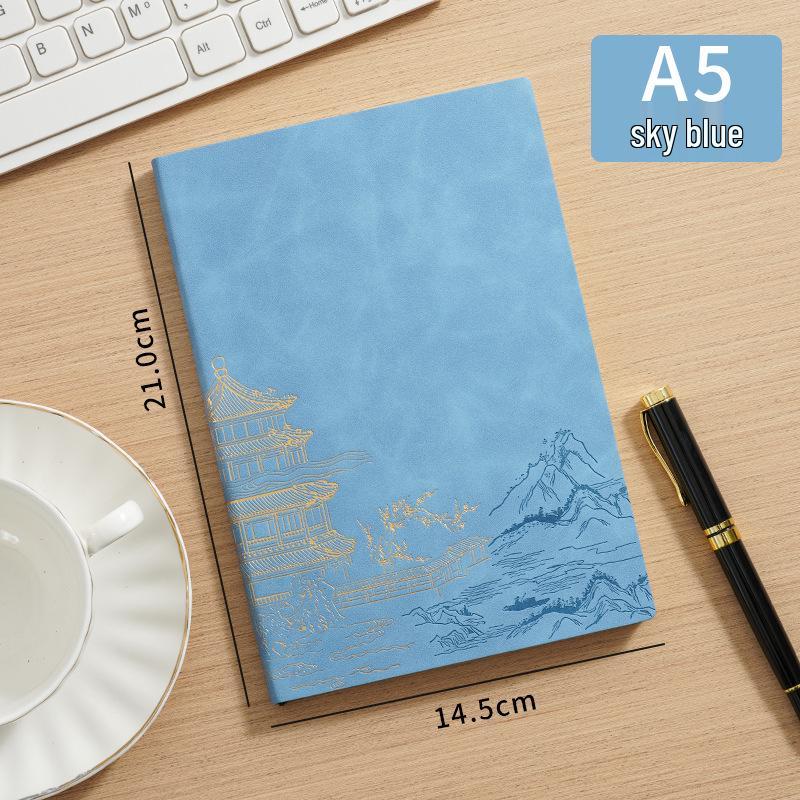 A5 Suede Leather Business Notebook, Custom Chinese-Style Diary with Logo Printing Options