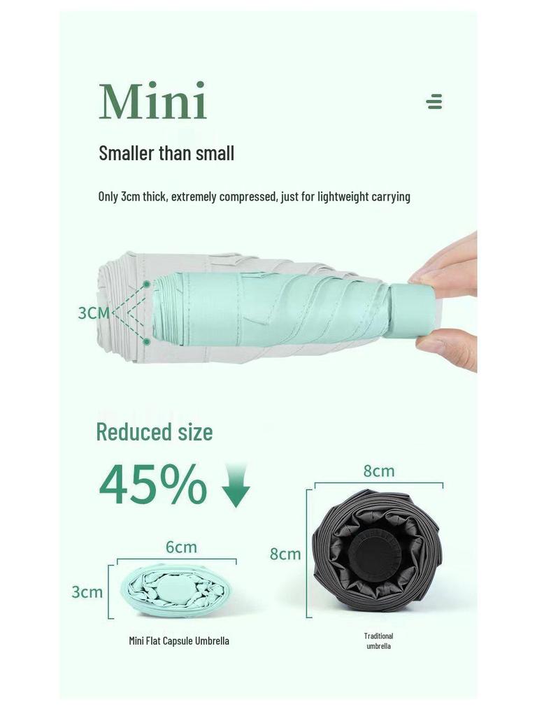 Compact UV Protection Mini Umbrella: Sun and Rain Shield for Students