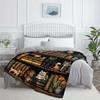 Cat & Book Lover's Flannel Blanket - Soft Digital Print, Lightweight for Sofa/Bed/Travel, All-Season Machine Washable
