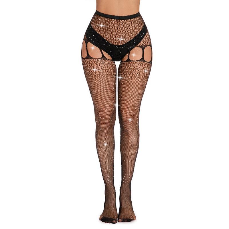 Women Sexy Rhinestone Fishnet Thin Pantyhose Fashion Stockings