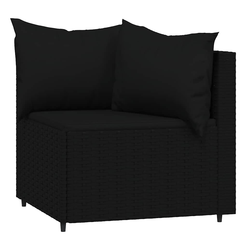 Vidaxl Corner Sofa Modules With Cushions, 2 Pcs, Black, Poly Rattan