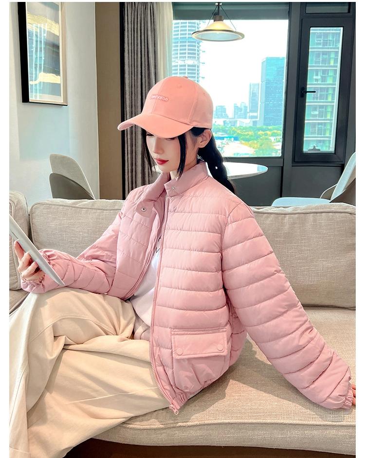 Solid Short Lightweight Warm Down Jacket for Women