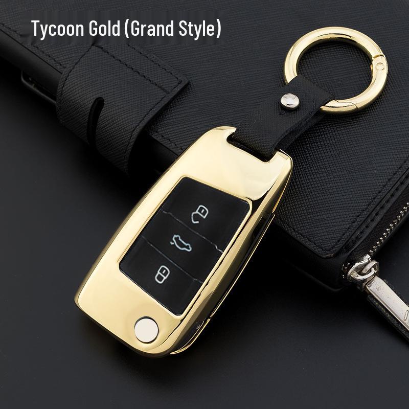 Fits Volkswagen New Passat 2017/18, Magotan B8, Tiguan L; Genuine Leather Car Key Cover