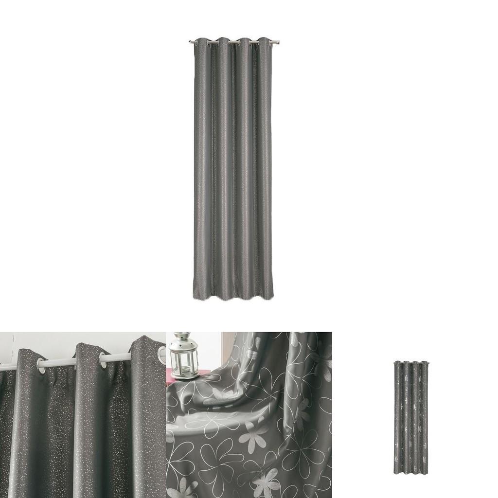 Beautiful Gray Star Moon Flower Dot Window Drapes Offering Modern Blackout Function