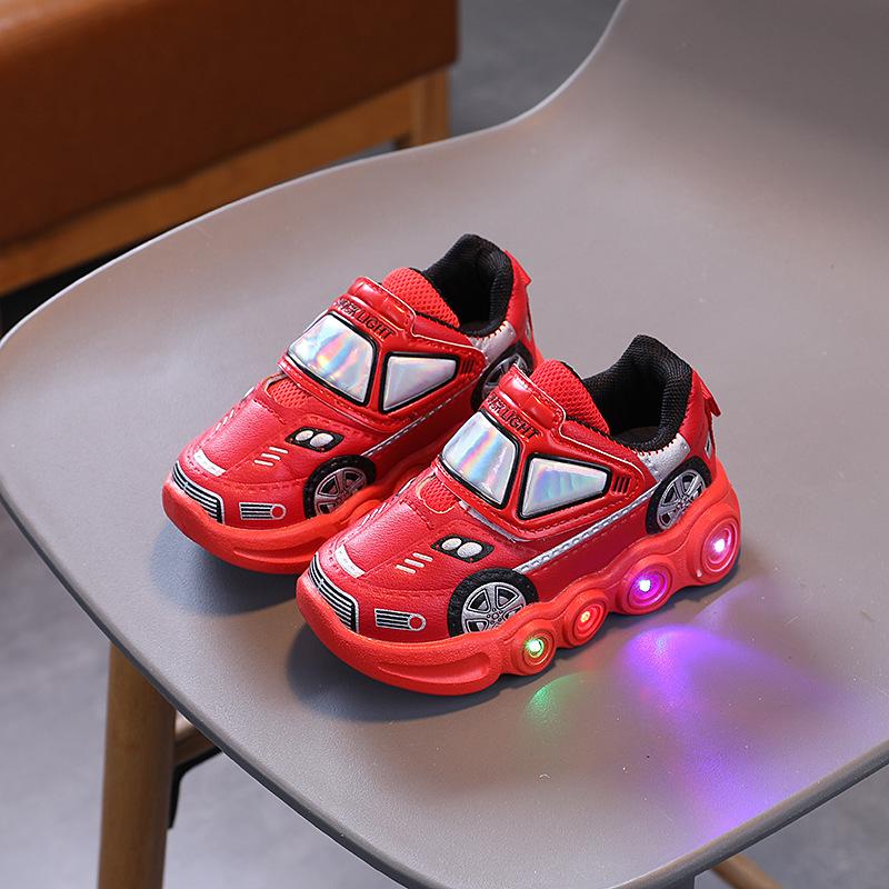 Autumn 2025 Kids' Light-Up Velcro Sneakers - Non-Slip Cartoon Design for Boys & Girls