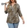 Women Shirt V-neck 3/4 Roll-Up Sleeves Lightweight Tops Flower Print Flowy Hem Tunic Tops Daily Wear