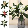 Real Touch Artificial Plumeria Flowers DIY with Green Leaves Simulation Frangipani Branch Long Stems Multicolor