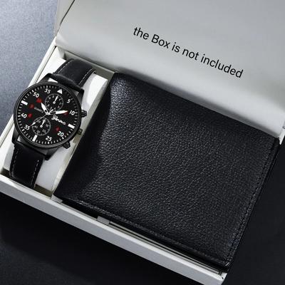 2pcs/set, Men's Fashion Casual Business Quartz Wristwatch And Men's Wallet Set, Best Gifts for Him