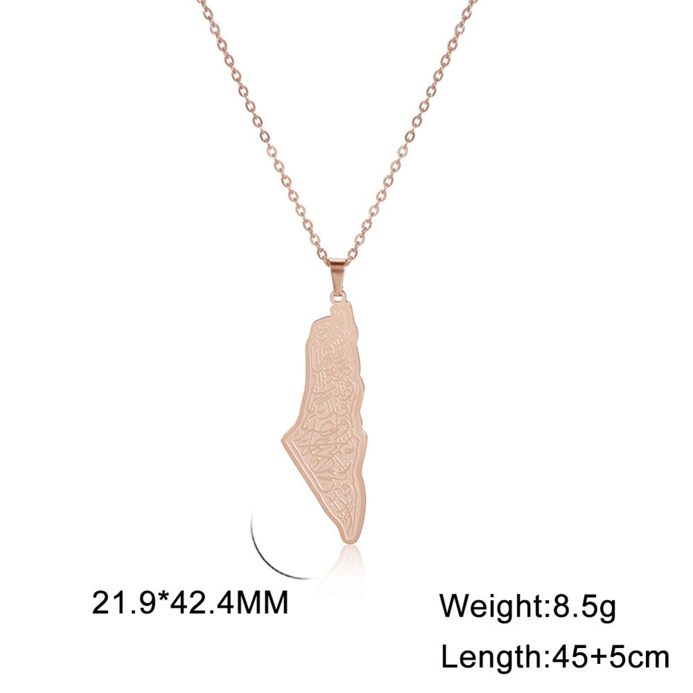  Fashion Israel Palestine Map Pendant Necklace Islamic Script Architecture Pattern Necklaces Stainless Steel Jewelry Gift