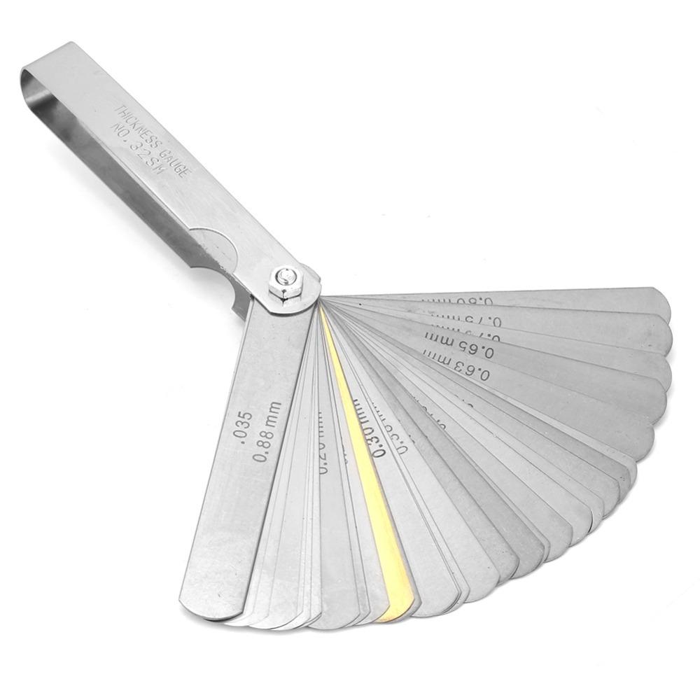 2pcs Stainless Steel Valve Thickness Gauge 32 Blades Gap Measurement Tool Valve Adjustment