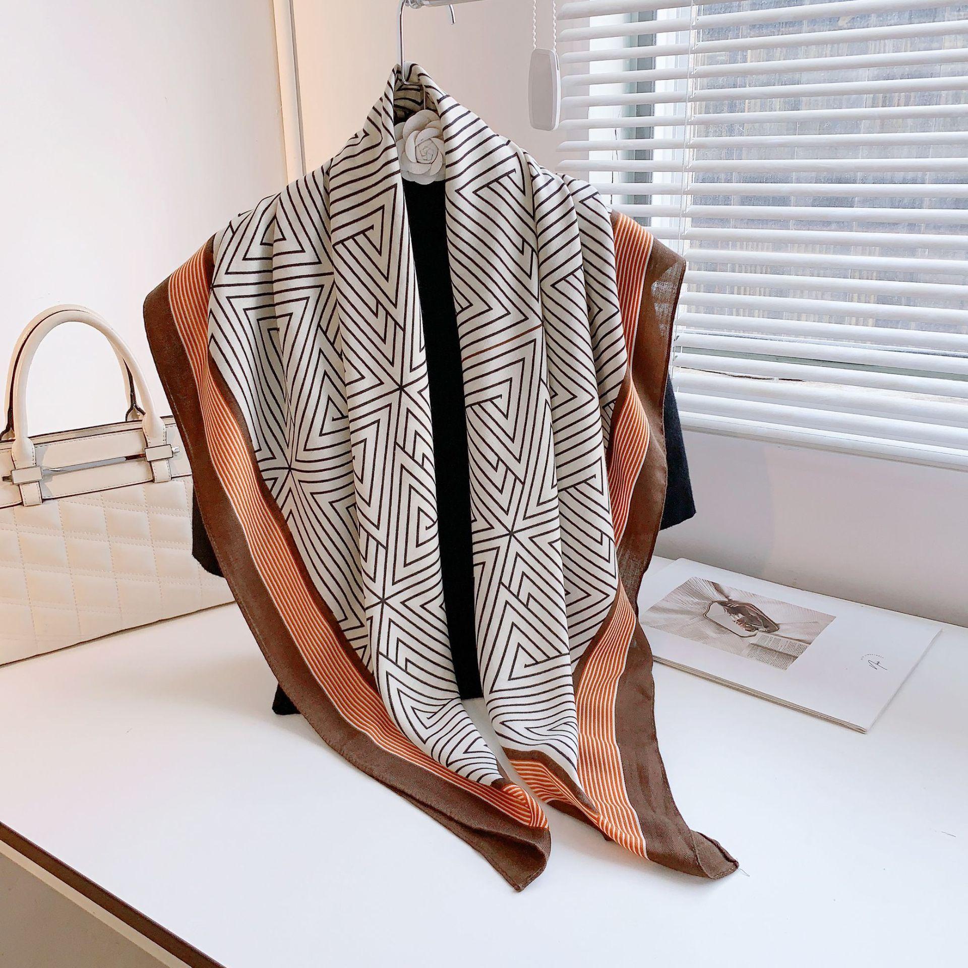 

Новый геометрический шарф-линия женский 110 квадратный шарф простой и универсальный теплый декоративный платок 110*110cm