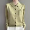 Spring and Autumn New Casual Simple Lapel Knitted Cardigan Solid Color Single Pocket Sweater Jacket