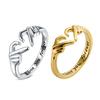 Romantic Hollow Heart Love Double Layer Open Rings for Women Teen Girl Ring