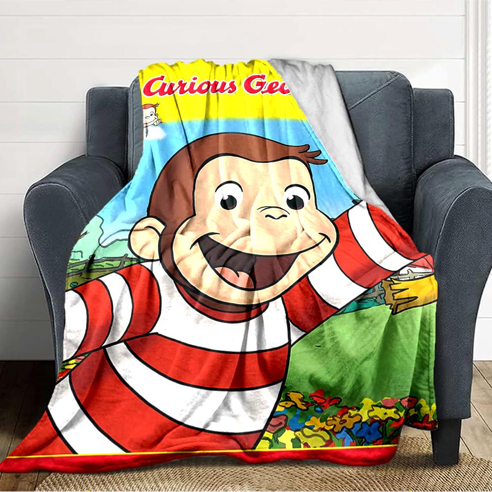 1pc Curious George (6) Blanket, Gift, for Men and Women, Soft Blanket, Good for Sofa Bed Couch Travel, Lightweight Flannel Blanket