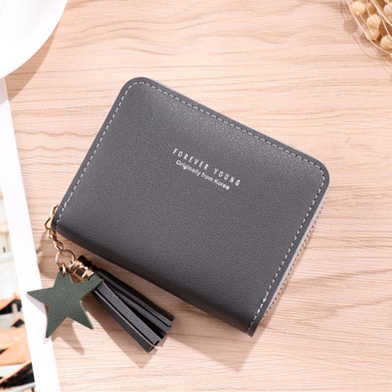 IELGY Модный универсальный простой короткий кошелек на молнии для женщин коричневый — фото 6