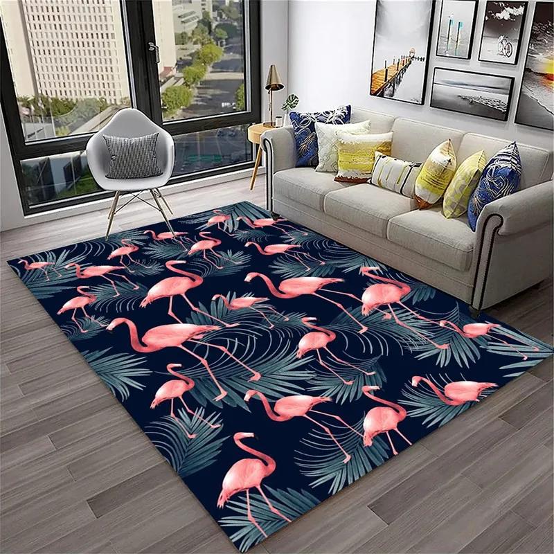 Flamingo Carpet Tropical Animal Print Kitchen Rug for Bathroom Living Room Bedroom Decor Non-slip Floor Mat Entrance Doormat