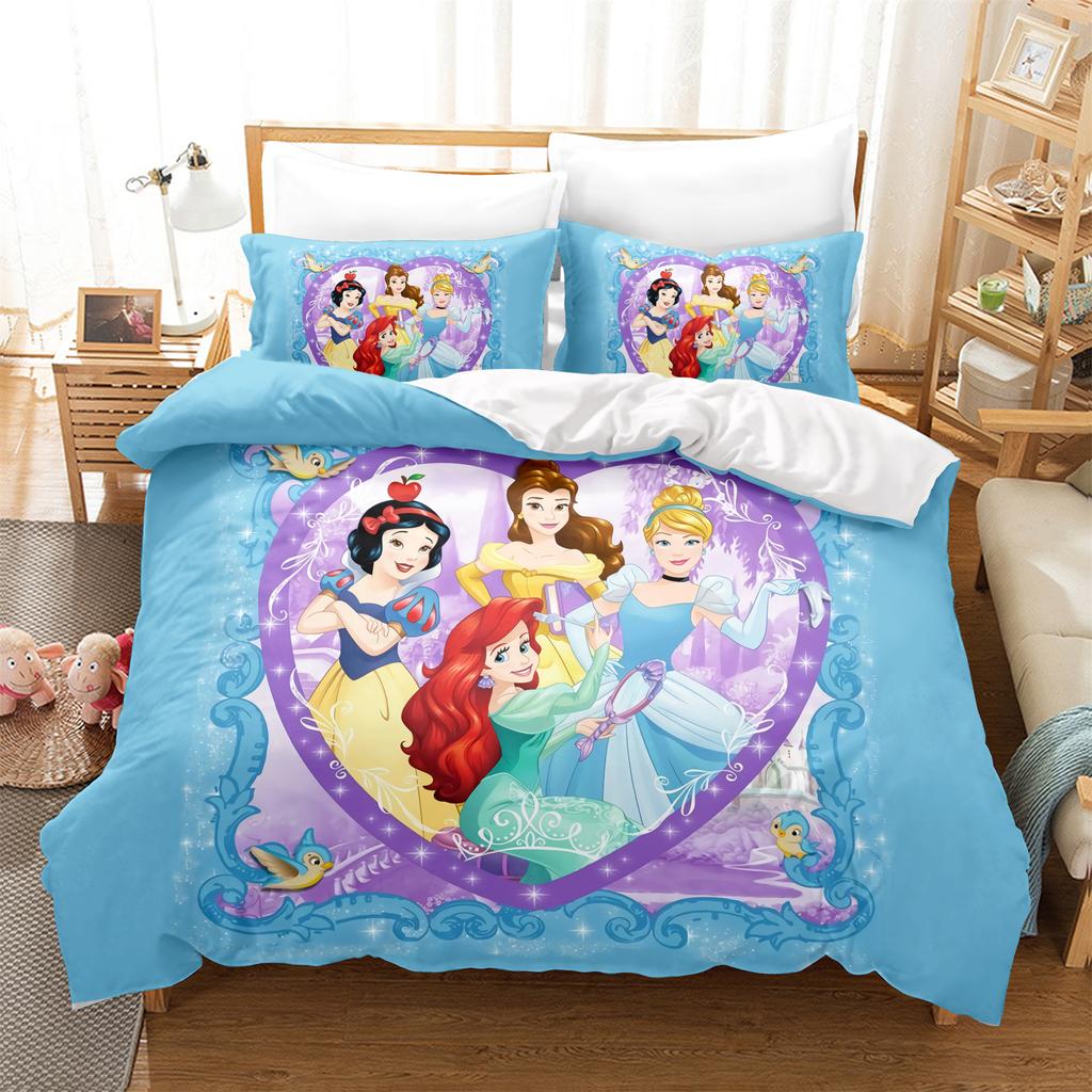 Princess Series Disney Princess Aina Christmas Gifts 3D Children'S Bedding Set 3-Piece Comforte 100% Polyester Anime Home