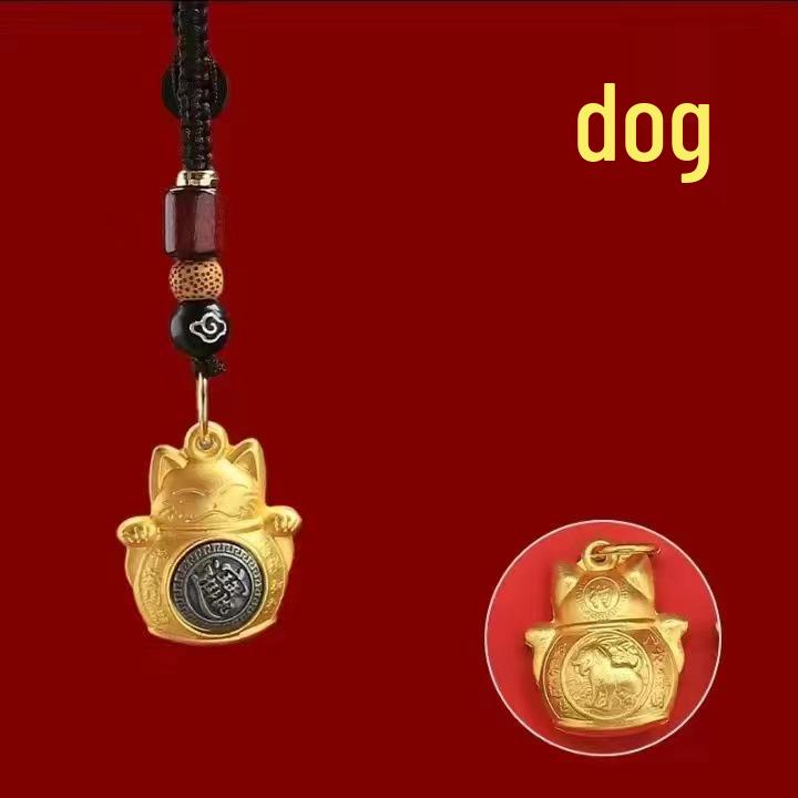 Zodiac Dragon, Horse & Monkey Keychain: Lucky Cat Spinner Charm