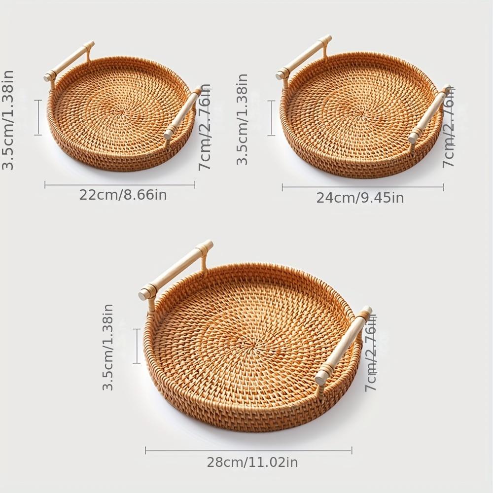 1pc Handmade Rattan Serving Tray - Double Ear Tea Tray