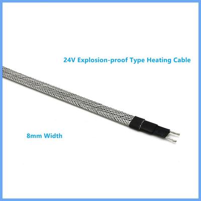 24V Explosion-proof Type Heating Cable 8mm Width Heating Wire With Metal Braid