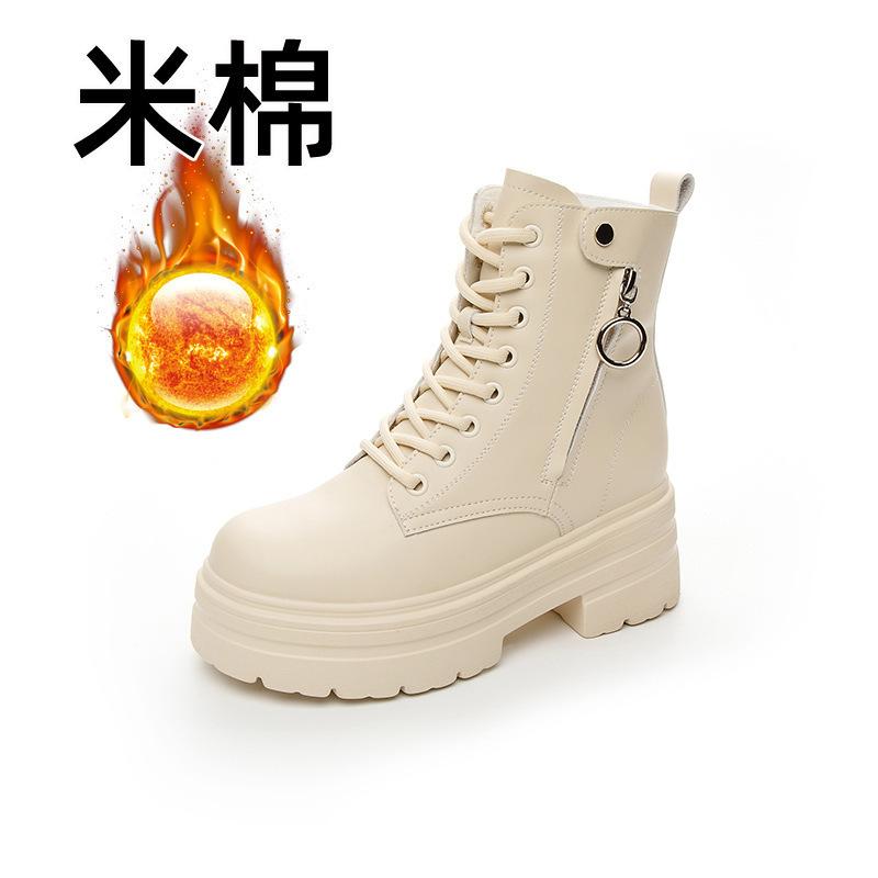 2026 autumn and winter new women's boots inner height increase thick-soled medium tube versatile small short boots British Martin boots