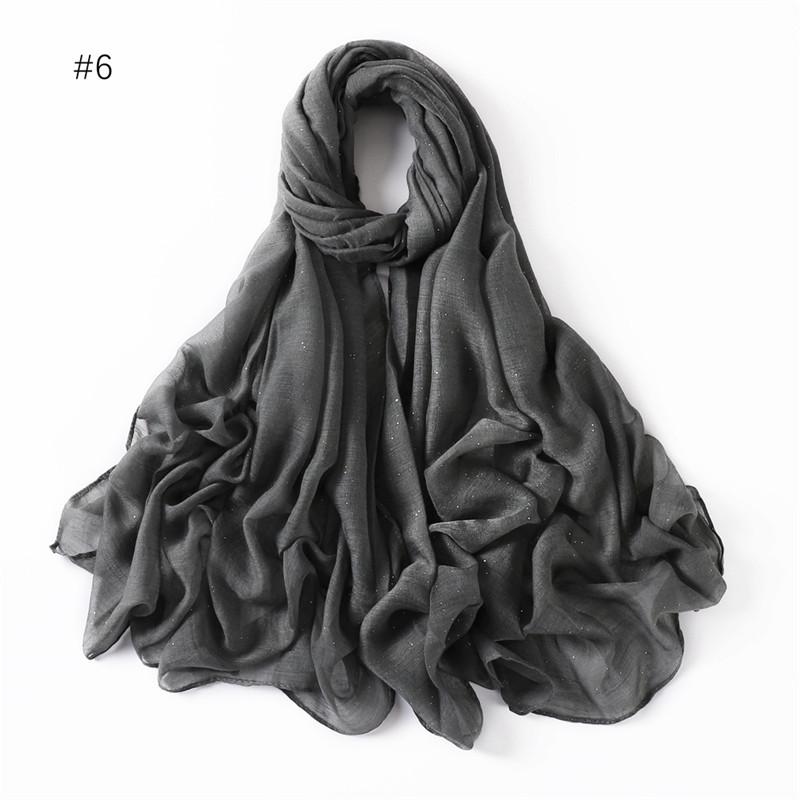 Plain Oversized Shiny Glitter Cotton Viscose Hijab Scarf Lady Solid Shimmer Wraps and Shawls Pashmina Musulman Headband 180*90Cm