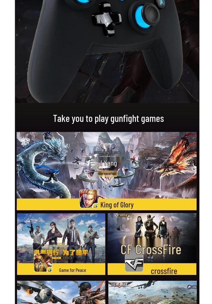 Bluetooth Vibration Game Controller for Android, TV, & PC - Compatible with Minecraft & PUBG