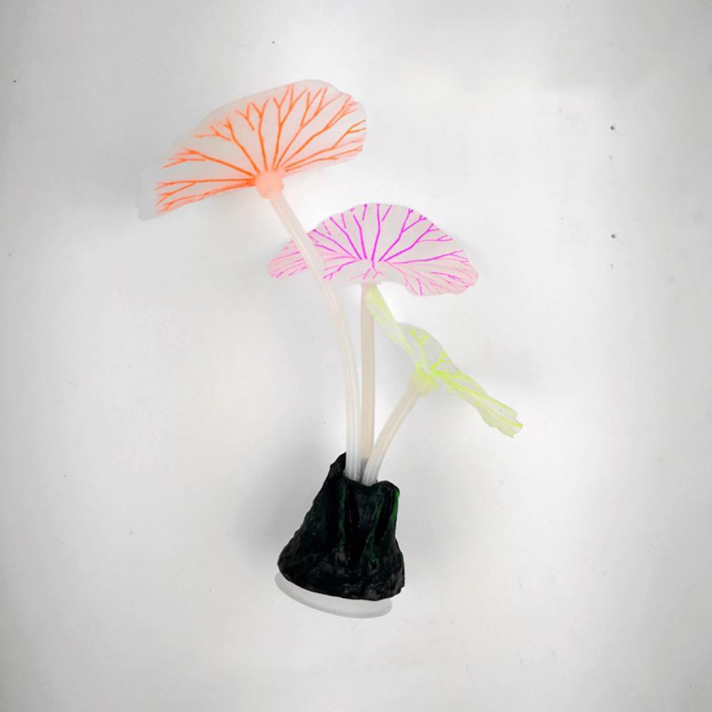 Silicone Luminous Ornament Artificial Glowing Lotus Leaf Mushroom Aquarium Fish Tank Landscaping Decoration