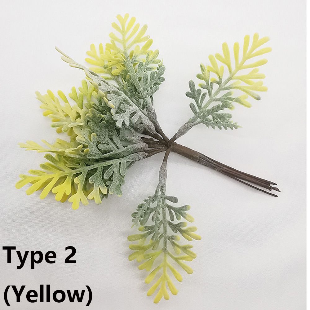 6PCS/Bundle DIY Xmas Ornament Home Decor Pine Artificial Flowers Simulation Plants Faux Grass