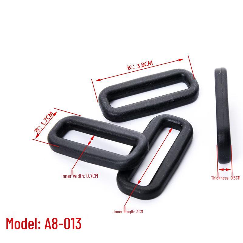 Black Plastic Rectangular Ladder Buckle - Adjustable Bag and Backpack Strap Accessory.
