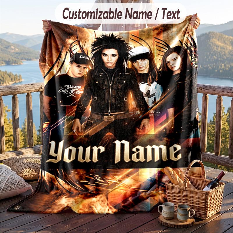 Personalized Flannel Throw Blanket,Tokio Hotel Custom Printed Name, Cozy Plush Blanket For Home Use