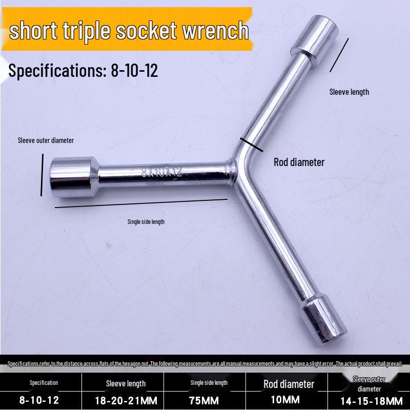 Triple Hex Socket Wrench Set for Car, Motorcycle, and EV Battery Repair