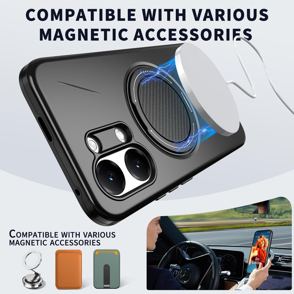 360° Rotating Magnetic Metal Bracket Phone Case For Xiaomi Poco X8 Pro Max Redmi Turbo 5Max TPU Plastic Armor Shockproof Cover