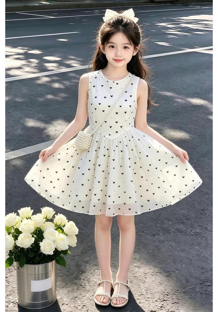 Girls' 2026 Polka Dot Sleeveless Summer Dress - Fashionable, Super Beautiful Children's Skirt